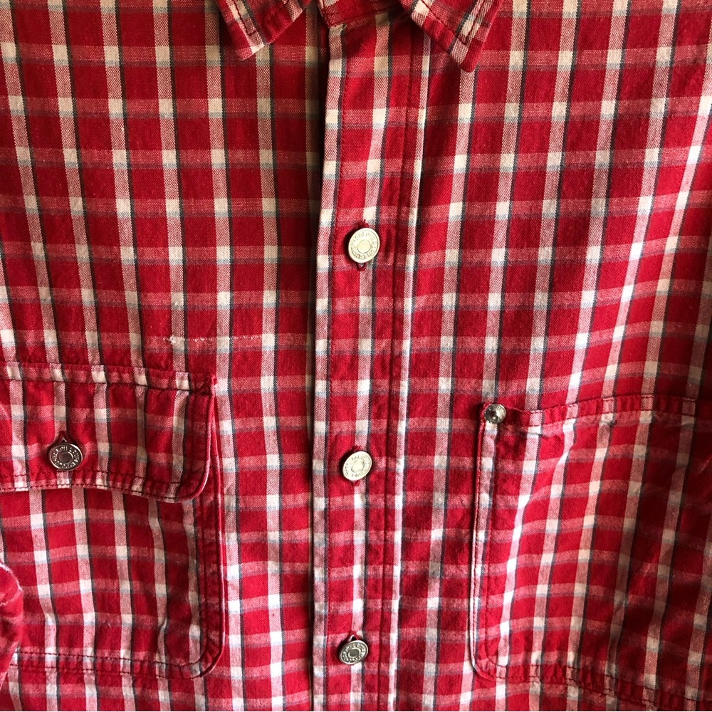 Vintage 80's Polo Ralph Lauren Authentic Dungarees Red Plaid Shirt. Size Medium - Picture 16 of 16